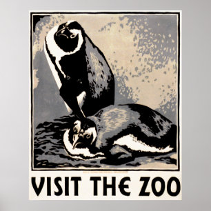 Poster Visite o jardim zoológico - pinguim WPA