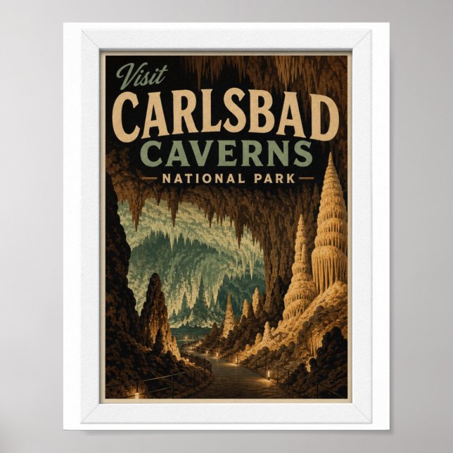 Poster Visite o Parque Nacional das Cavernas de Carlsbad  (Frente)