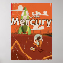 Poster Visite o Planeta Mercúrio Cartoon de Ficção Cientí