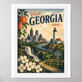 Poster Visite o Vintage de Viagens do Estado da Geórgia