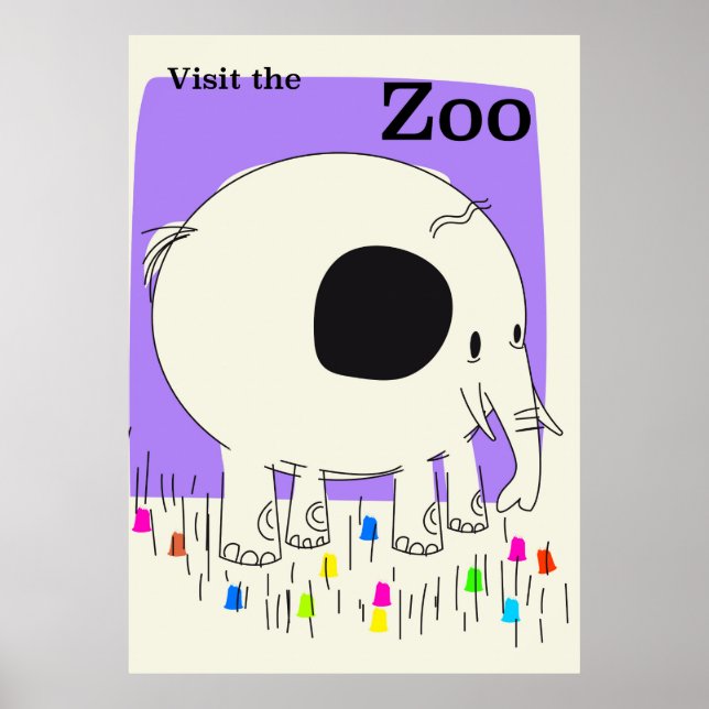 Poster Visite o zoológico (Frente)