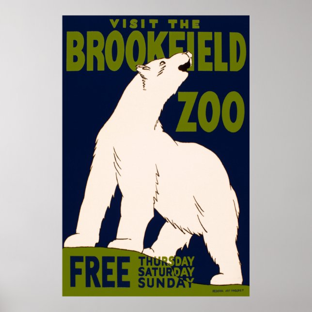 Pôster Visite o zoológico de Brookfield (Frente)