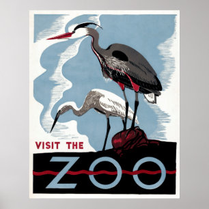 Poster Visite o zoológico - Viagem WPA