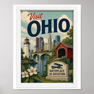 Poster Visite Ohio Viagem Vintage