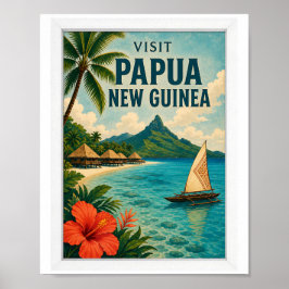 Poster Visite Papua-Nova Guiné Viagem Vintage