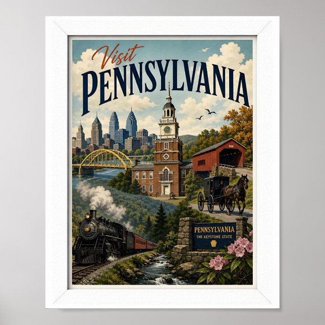 Poster Visite Pennsylvania Viagem Vintage (Frente)