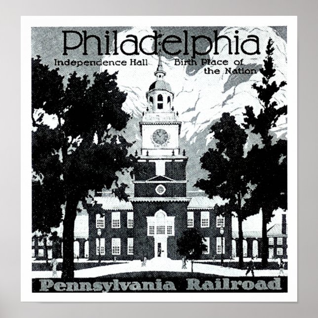 Poster Visite Philadelphia no Caminho de Ferro da Pensilv (Frente)