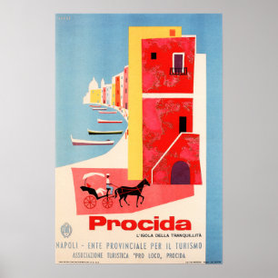 Poster Visite PROCIDA Nápoles Costa Sul ITÁLIA Viagem