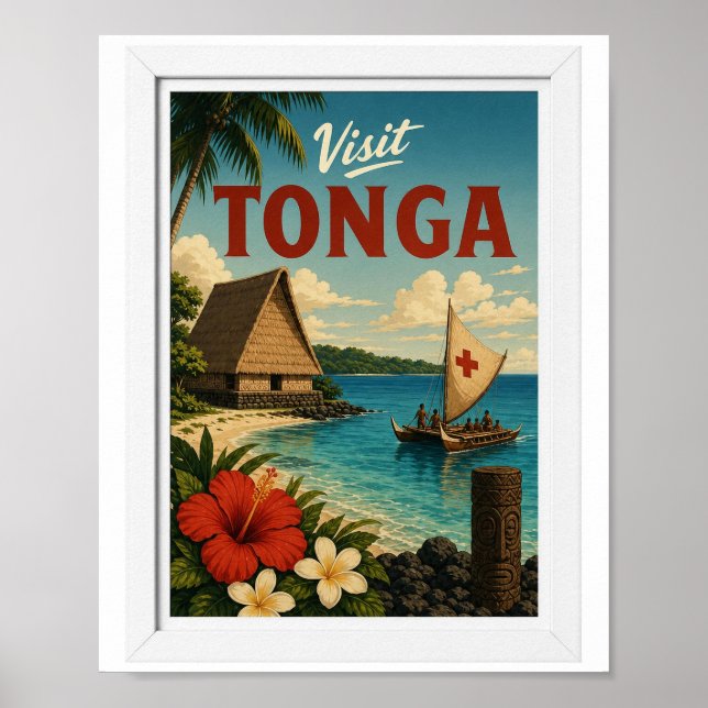 Poster Visite Tonga Travel Vintage (Frente)