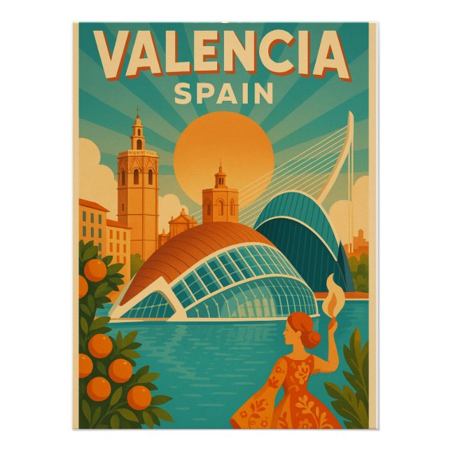 Pôster Visite Valencia, Espanha - Viagem de 2025 (Frente)