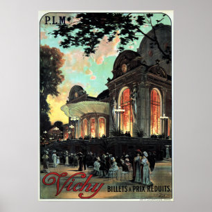 Poster Visite VICHY FRANÇA, Viagens vintage da Segunda G
