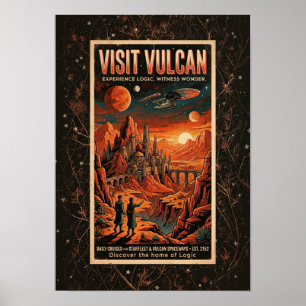 Poster Visite Vulcano - Cartaz de Viagem Galáctica Retro