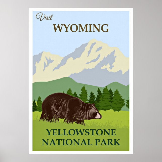Poster Visite Wyoming, Parque Nacional Yellowstone (Frente)