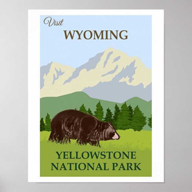 Poster Visite Wyoming, Yellowstone Nacional,  (Frente)