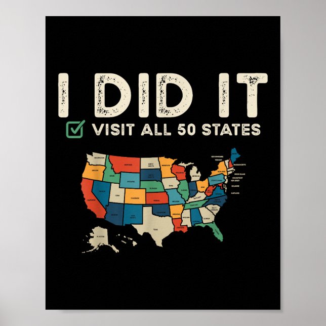 Poster Visited All 50 US States - USA Map Travel - Visit  (Frente)