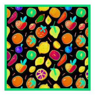 Pôster Visões de Neon Frutíferas Design