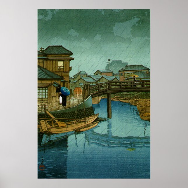 Poster Visões de Tokaido Shinagawa Kawase Hasui (Frente)