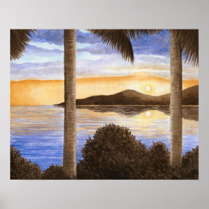 Poster Vista 166 do Mar de Praia do Oceano Sunset