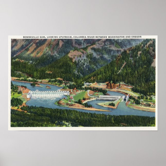 Poster Vista aérea a montante do Bonneville (Frente)