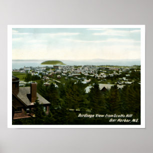 Poster Vista Aérea Bar Harbor Maine Vintage