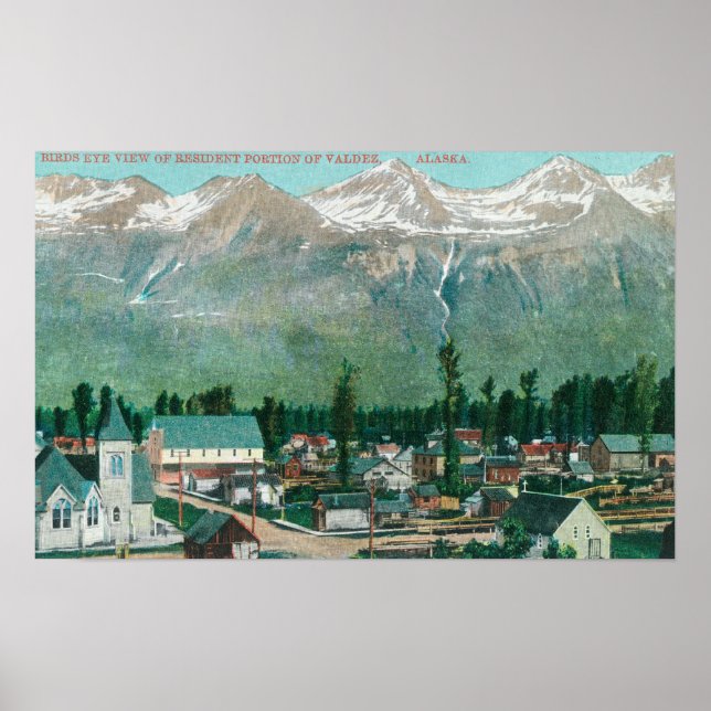 Pôster Vista aérea da área residente da cidade (Frente)