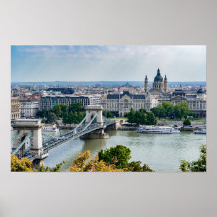 Poster Vista aérea da Chain Bridge em Budapeste, Hungria