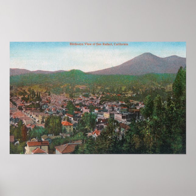 Poster Vista aérea da cidade de San Rafael, CA (Frente)