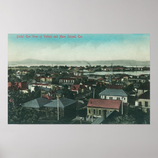 Poster Vista aérea da cidade e da ilha de Mare (Frente)