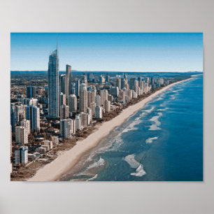 Pôster Vista Aérea da Costa Dourada Austrália