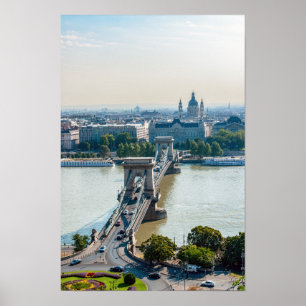 Poster Vista aérea da Ponte das Correntes - Budapeste, Hu