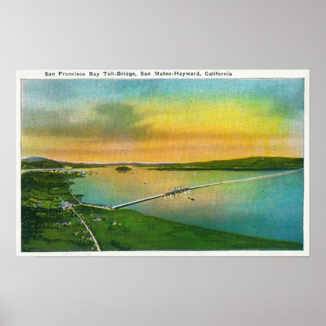 Poster Vista aérea da ponte de Bay para Hayward, CA (Frente)