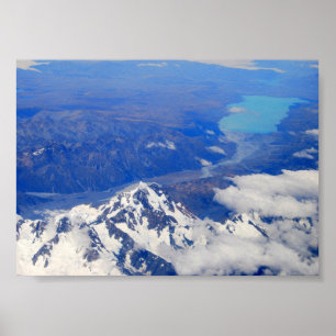 Pôster Vista aérea de Aoraki/Monte Cook na Nova Zelândi