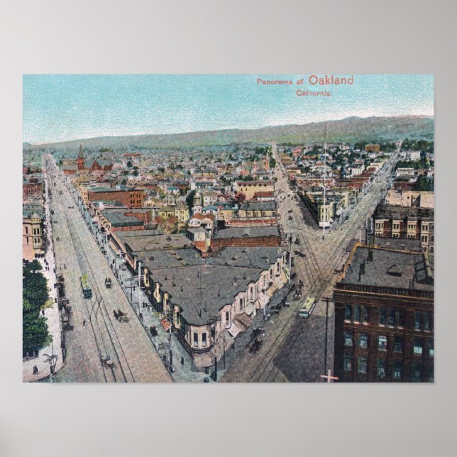 Poster Vista aérea de CityOakland, CA (Frente)