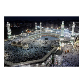 Pôster Vista aérea de Hajj Pilgrims na Kaaba, Meca