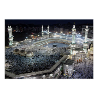 Pôster Vista aérea de Hajj Pilgrims na Kaaba, Meca