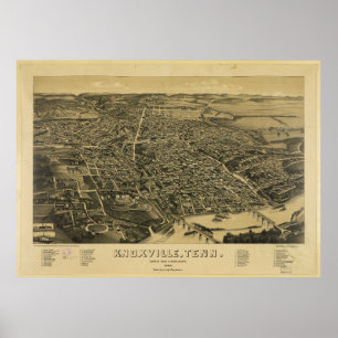 Pôster Vista aérea de Knoxville Tennessee, de 1886