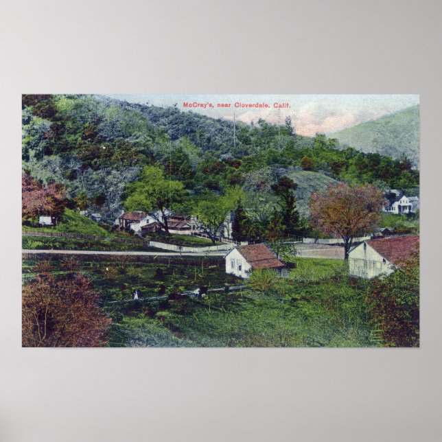 Pôster Vista aérea de McCray's Cloverdale, CA (Frente)