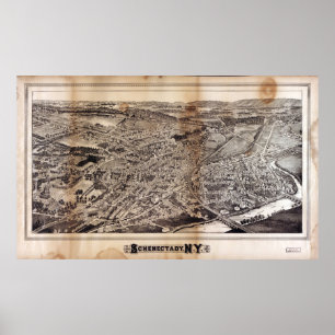 Poster Vista aérea de Schenectady, Nova Iorque (1882)