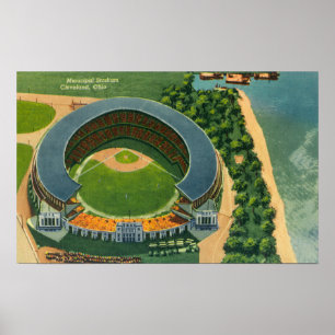 Pôster Vista aérea de StadiumCleveland municipal, OH