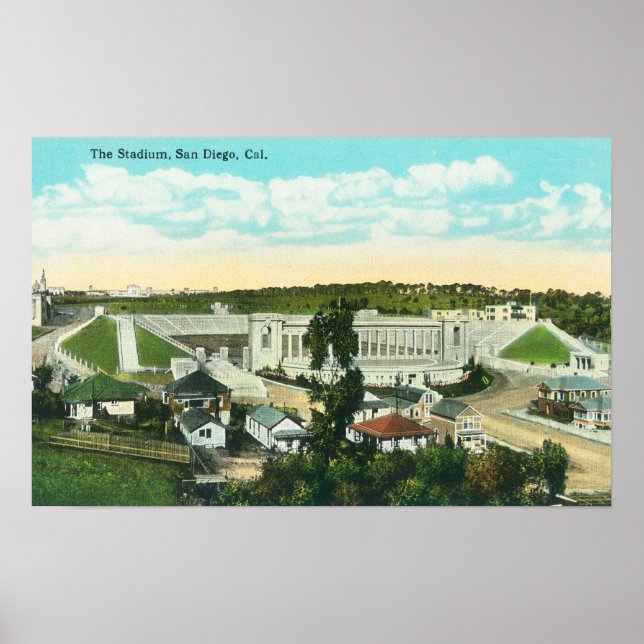 Pôster Vista aérea do Estádio San Diego, CA (Frente)