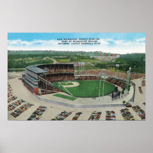 Pôster Vista aérea do Milwaukee County Stadium novo