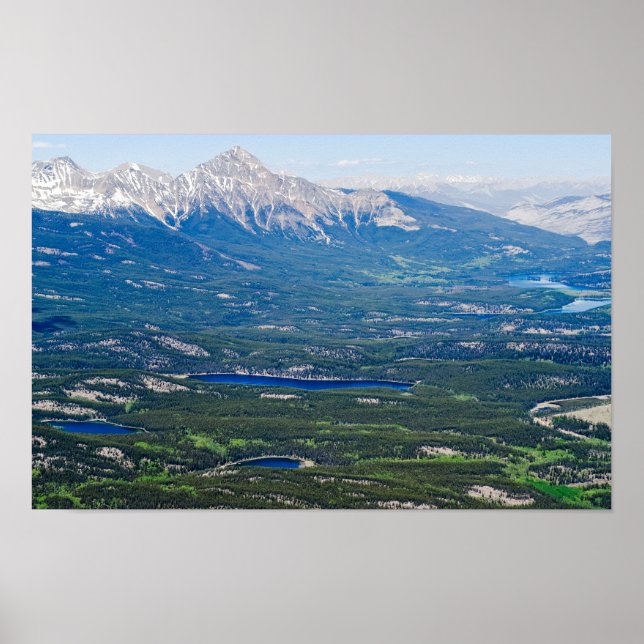 Poster Vista aérea dos lagos Jasper - Canadá (Frente)