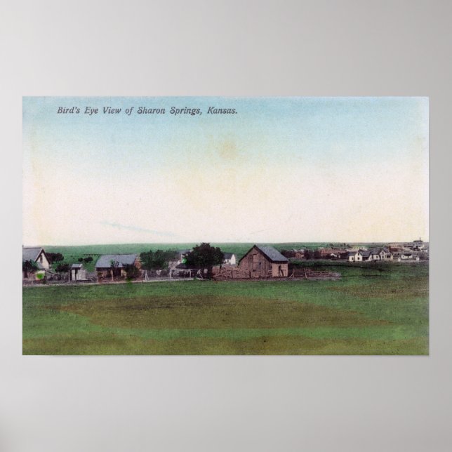 Pôster Vista aérea dos Primaveras do TownSharon, KS (Frente)
