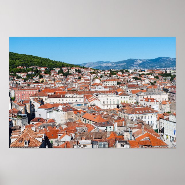 Poster Vista aérea sobre a cidade de Split - Dalmácia, Cr (Frente)
