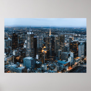 POSTER VISTA AERIAL DOS EDIFÍCIOS CIDADÃOS DURANTE A NO