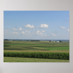 Pôster Vista cénico de uma fazenda de Amish em Wisconsin