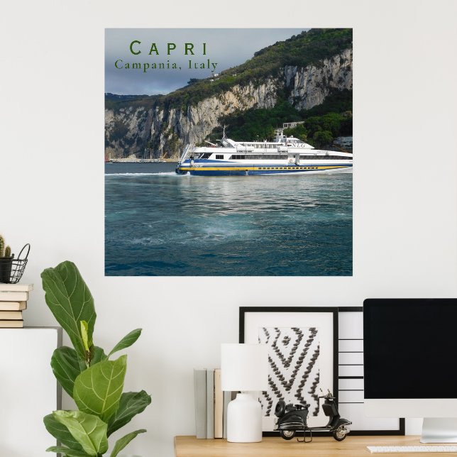 Poster Vista Cênnica do Barco de Passageiros em Capri Itá (Escritório em casa)