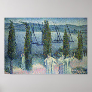 Poster Vista Costeira com Cypress Trees, 1896