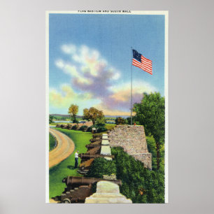 Pôster Vista da bacia do pavilhão e da parede do Sul