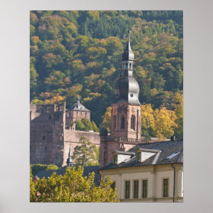 Pôster Vista da Cidade Antiga de Heidelberg